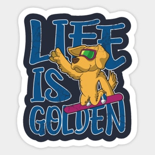 Life Is Golden Retriever Dog Snowboard Sticker